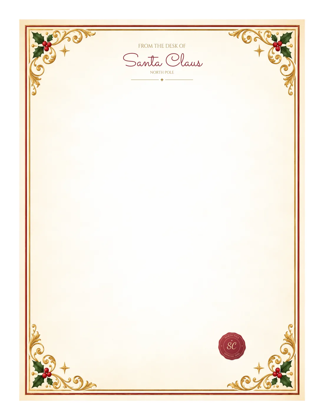 Classic North Pole Letterhead Christmas stationery